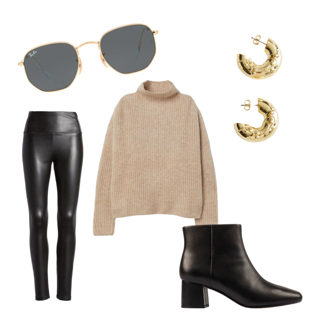 leather mock neck outfit