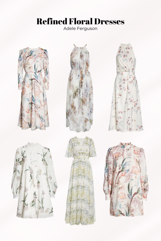 luxurious refined summer floral dresses, ted baker dresses, elegant florals, formal florals, luxury fashion florals